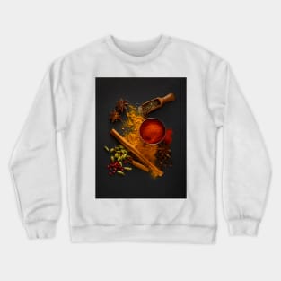 Dried spices on black slate (F020/5548) Crewneck Sweatshirt